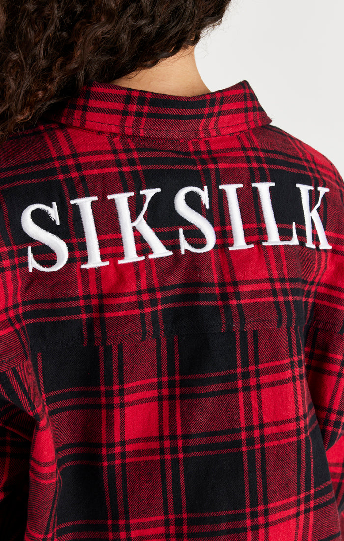 SikSilk Oversized Check Shirt - Red (1)