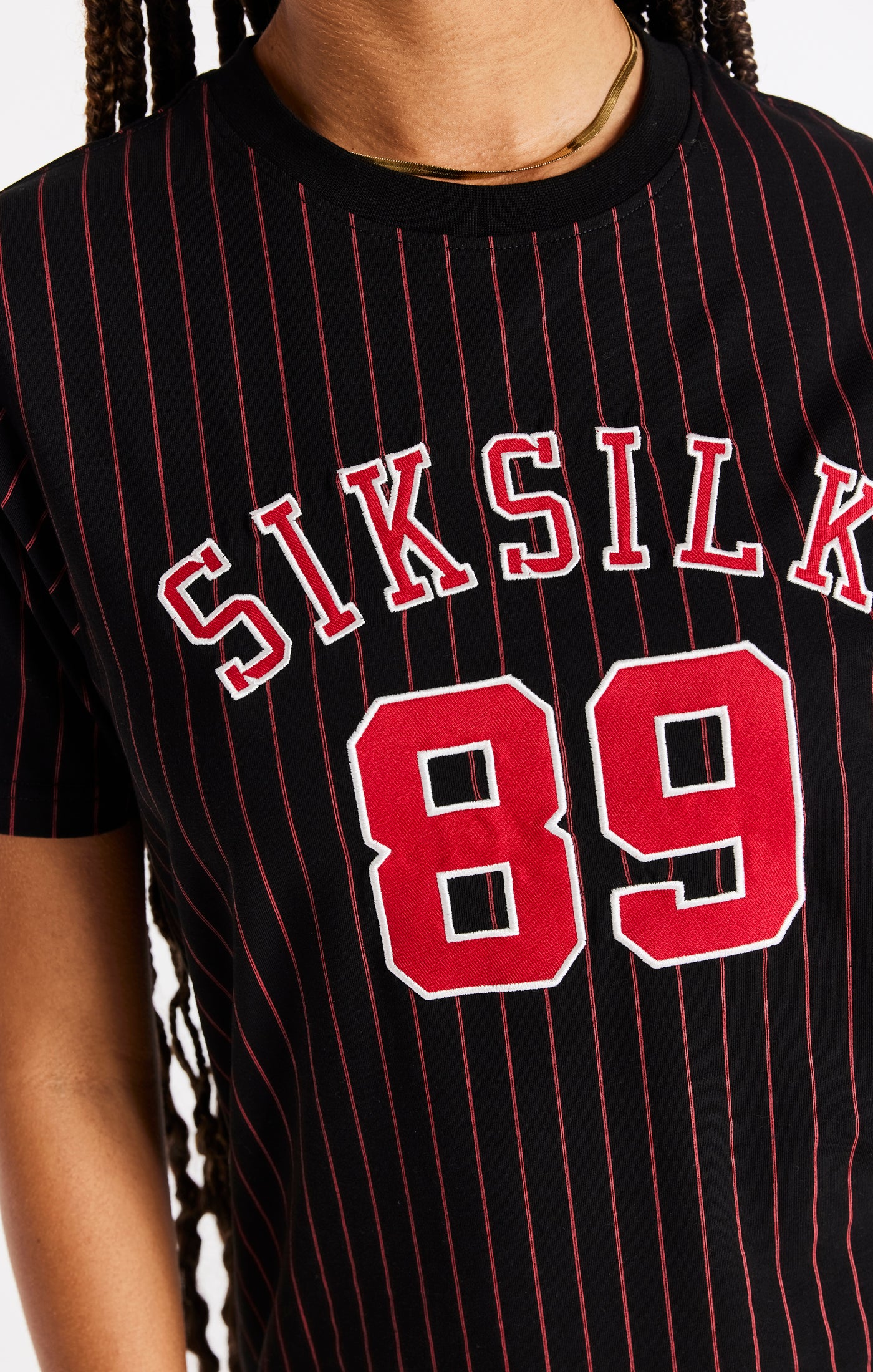 SikSilk Baseball-T-Shirt-Kleid – Schwarz &amp; Rot (1)