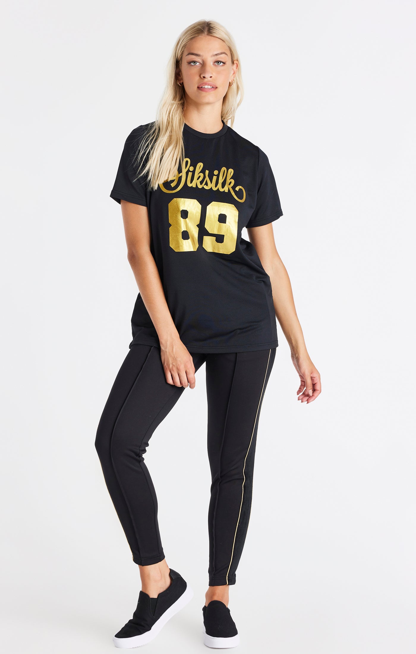 SikSilk Oversized-T-Shirt aus Mesh – Schwarz (2)