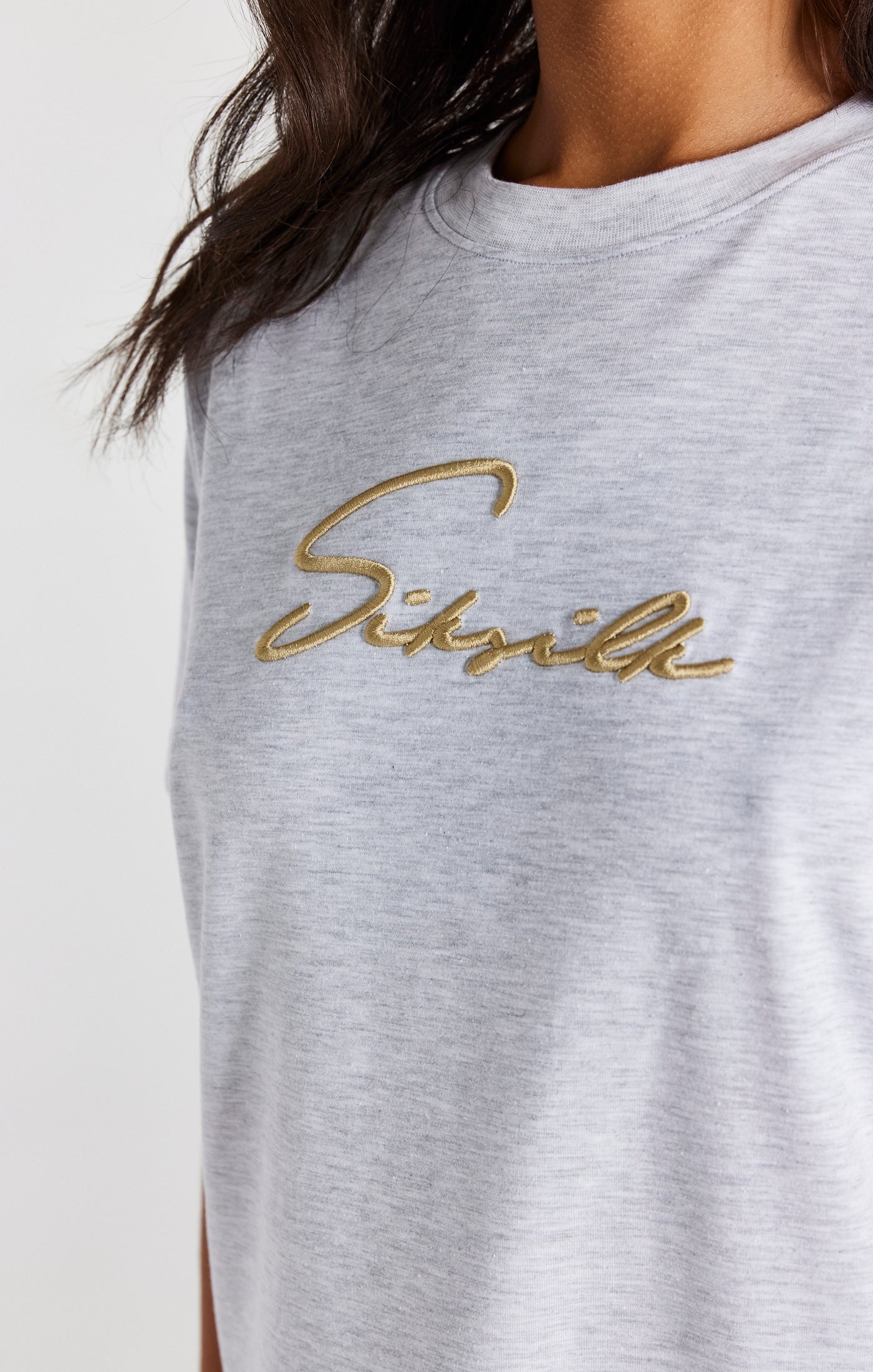 SikSilk Signature Essential T-Shirt – Schneeweiß meliert (2)