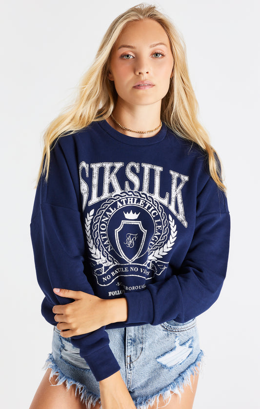 SikSilk Varsity-Oversize-Sweatshirt – Marineblau