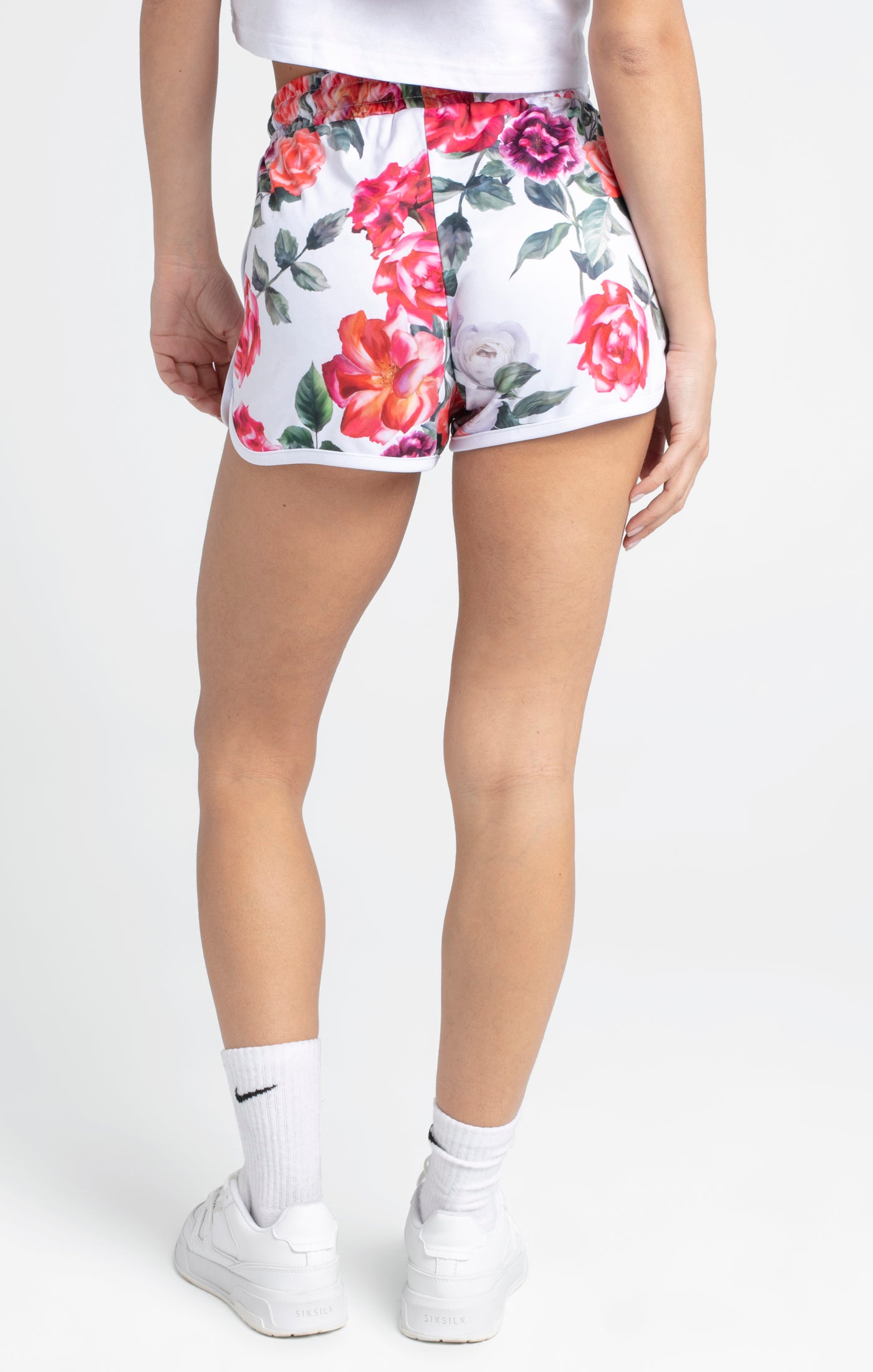 Ecrufarbene Shorts mit Blumenmotiv (3)