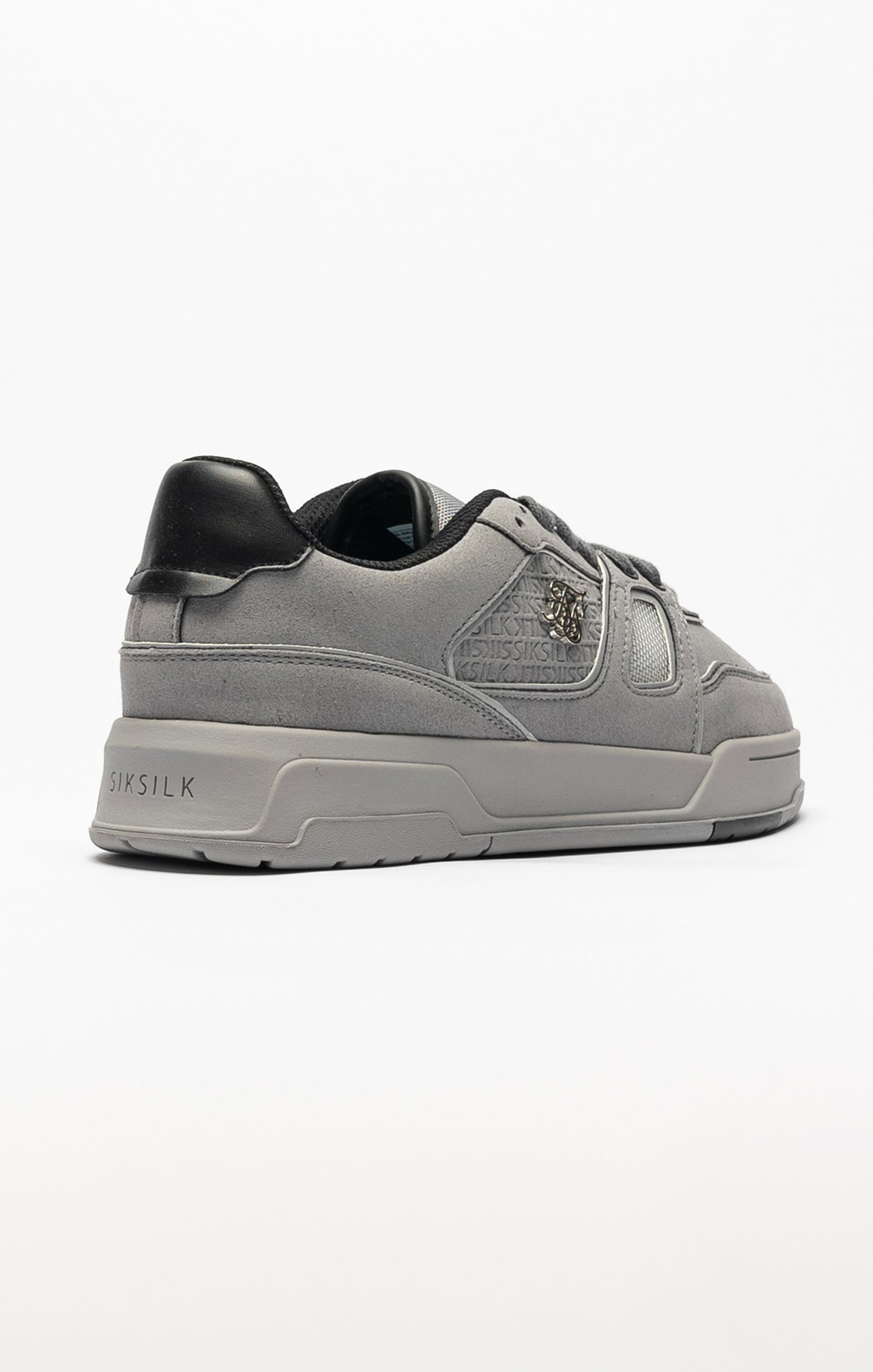 Grey Mixed Material Low Top Court Trainers (1)