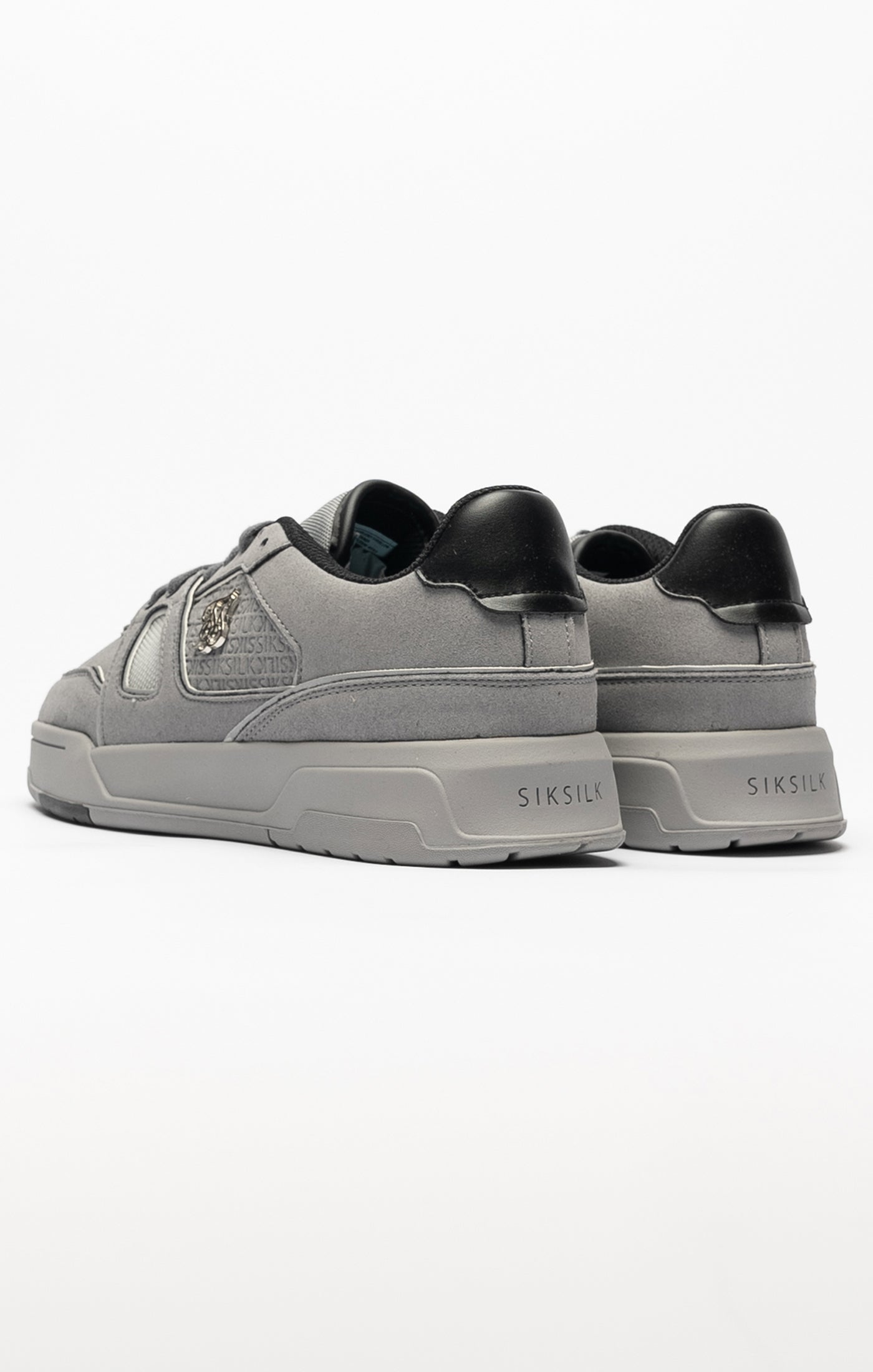 Grey Mixed Material Low Top Court Trainers (4)