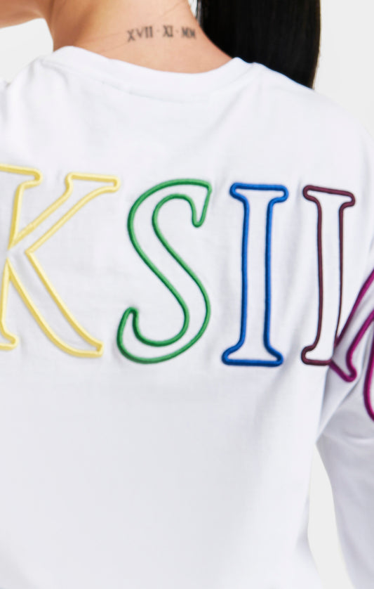 White Branded Crop T-Shirt Rainbow