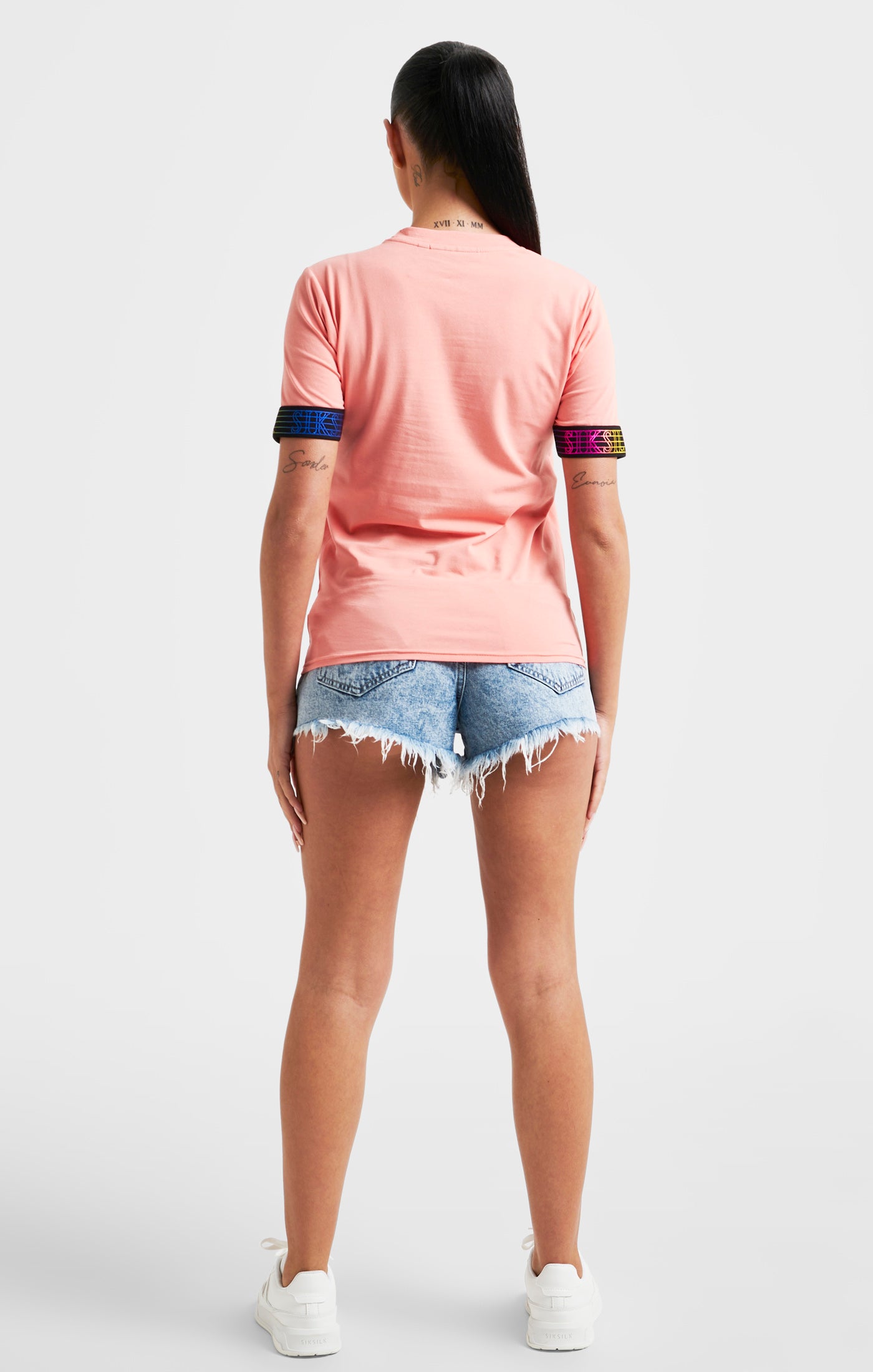 Coral Taped Crop T-Shirt (4)