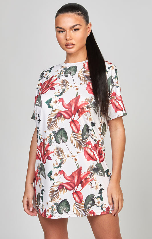 T Shirt Kleid mit Multi Retro Tropen Print