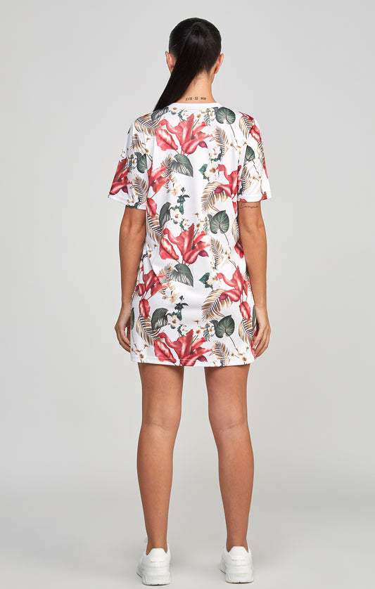 T Shirt Kleid mit Multi Retro Tropen Print