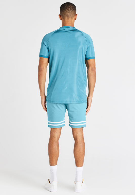 SikSilk Gebundene Shorts aus Mesh mit lockerer Passform - Aquamarin