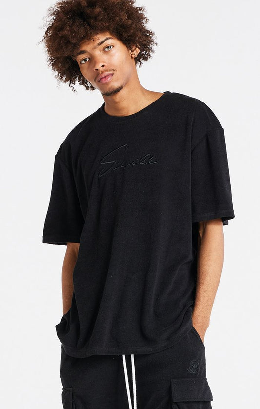 Black Towelling Oversized T-Shirt